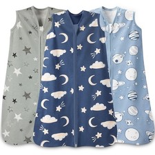 Baby Sleep Sack 6-12 Months, 100 Cotton Wearable Blanket, 0.5 Tog, 3 Pack
