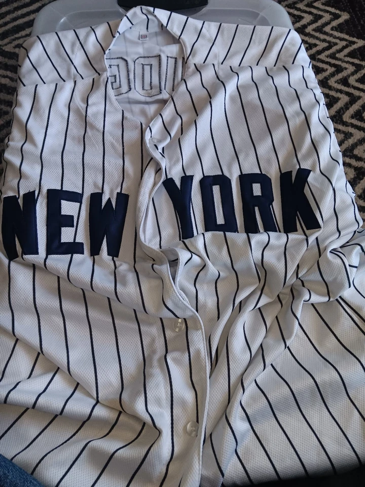 Camiseta de práctica Aaron Judge a rayas azules y blancas de los Yankees de Nueva York (XXL) Foto 3 de 4
