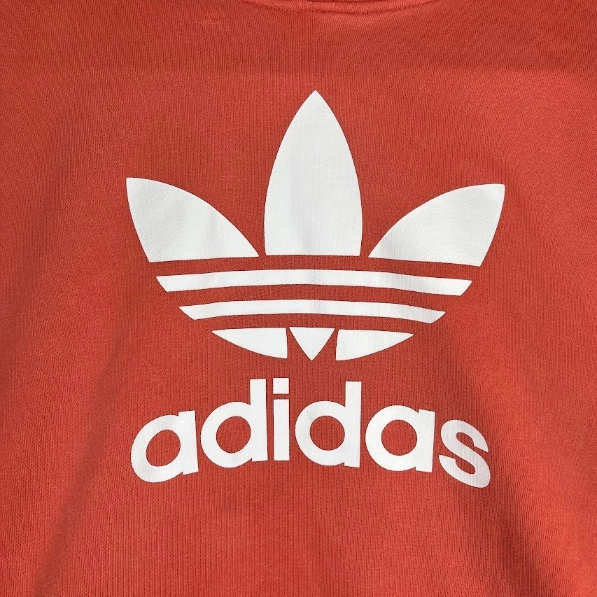 Adidas Trefoil Logo Hoodie Women's M Coral Crop Pullover Streetwear - Image 2 of 4