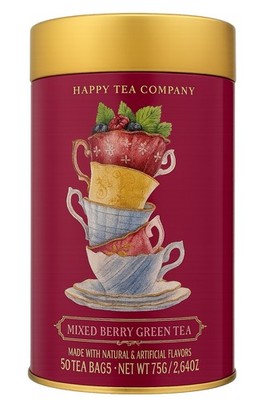 Mixed Berry Green Tea, 50 Tea Bags, Happy Tea Company Net WT 75 G / 2.64 OZ