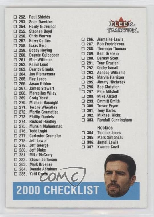 2000 Fleer Tradition Checklist Checklist Kurt Warner #399 HOF 0b5