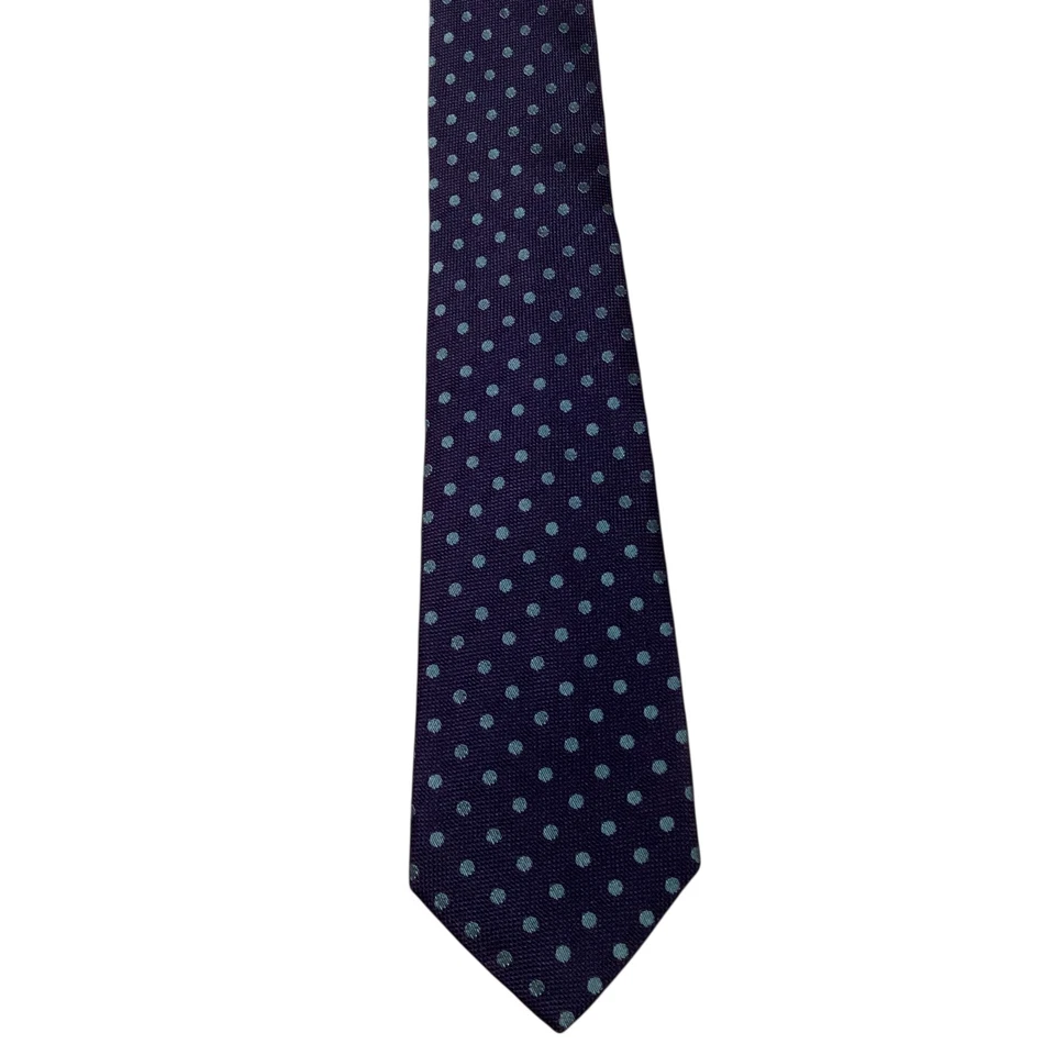 Corbata Paul Fredrick Sevenfold Seda XL 65 5/8" ITALIA Lujo POLKA DOT Azul Usada en Excelente Condición Foto 2 de 4