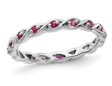 Lab Created Ruby Full Eternity Ring 14K White Gold Plated 2.2Ct Round Engagement