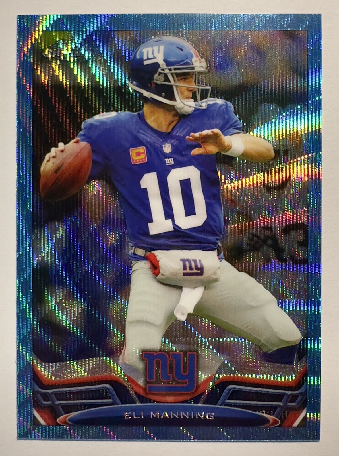 2013 Topps Chrome Eli Manning #105 Blue Wave Refractor SSP Color Match! Giants