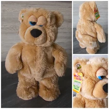 Vtg 2001 Norton Lazy Bear Plush w Tags Interactive 13" Talking Moving Toy Video