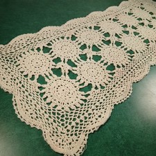 Vintage Crocheted Table Runner 33×12 Off Whi...