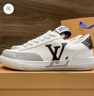 Louis Vuitton Low Top Lace Up Leather Logo Sneakers White Gray Black