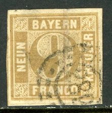 Germany States 1862 Bavaria 9 Kr Bister Scott #12 VFU M361