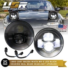 LED Projector Headlight Upgrade Fit For 7" Inch Round H6024 Halogen Sealed Beam
