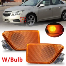 Pair For 2011-2015 Chevy Cruze Front Bumper Side Marker Light Reflector W/Bulbs