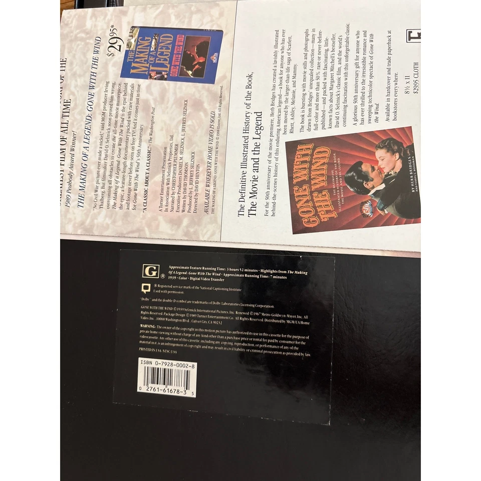 Gone with the wind vhs limited commemorative edition 2 part 50th certified - Image 3 of 3