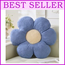 Soft Plush Blue Flower Cushion - Decorative Throw Pillow