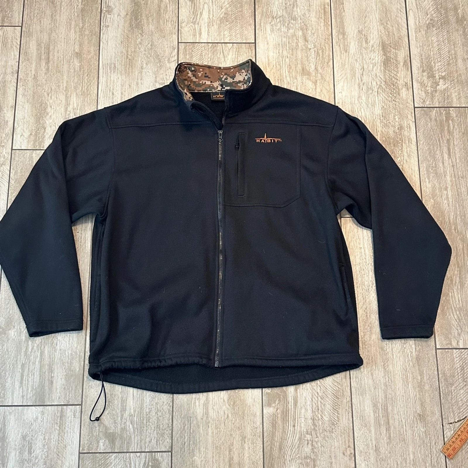 Habit Mens Black Solid Long Sleeve Camo Mock Neck Full Zip Jacket Size XLarge image 1