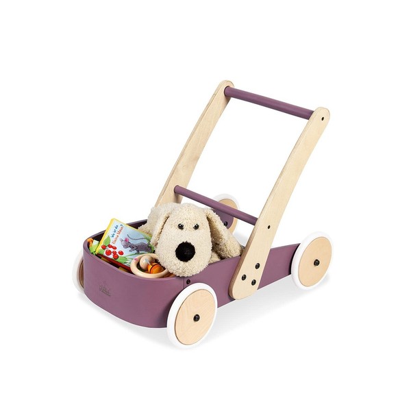 Pinolino Fiete Lauflernwagen Mit Bremssystem - Lauflernhilfe Aus Holz In Lila-image