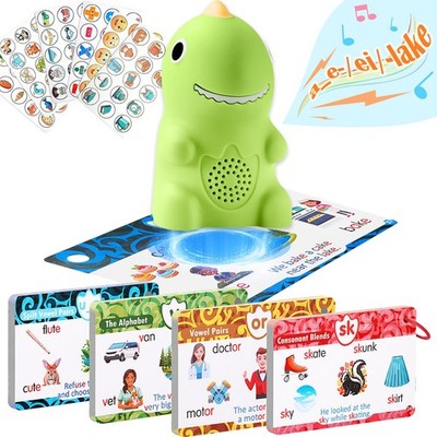 Phonics Flash Cards Talking Pen Interactive Dinosaur Ages 4-8 Learning -Hooked