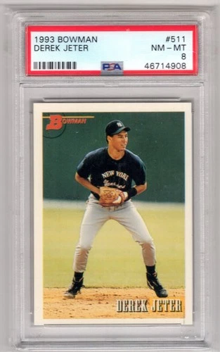 DEREK JETER 1993 BOWMAN ROOKIE RC #511 PSA 8 NM-MT YANKEES
