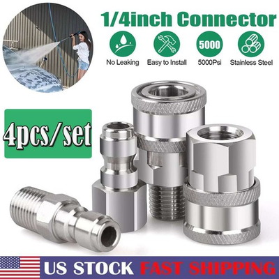 #ad 5000PSI Pressure Washer Quick Connect Fitting Stainless Steel 3 8quot; Hose Adapter $13.55