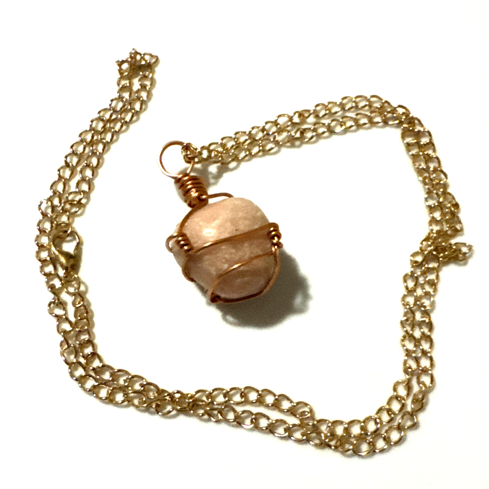 Pendant Necklace Pink Opal Jewelry Rose Gold Tone 21