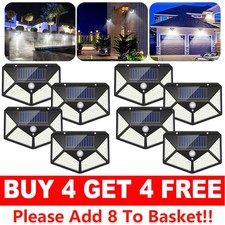100 LED Solar Power PIR Motion Sensor Lights Wall Lamp Outdoor Garden Security