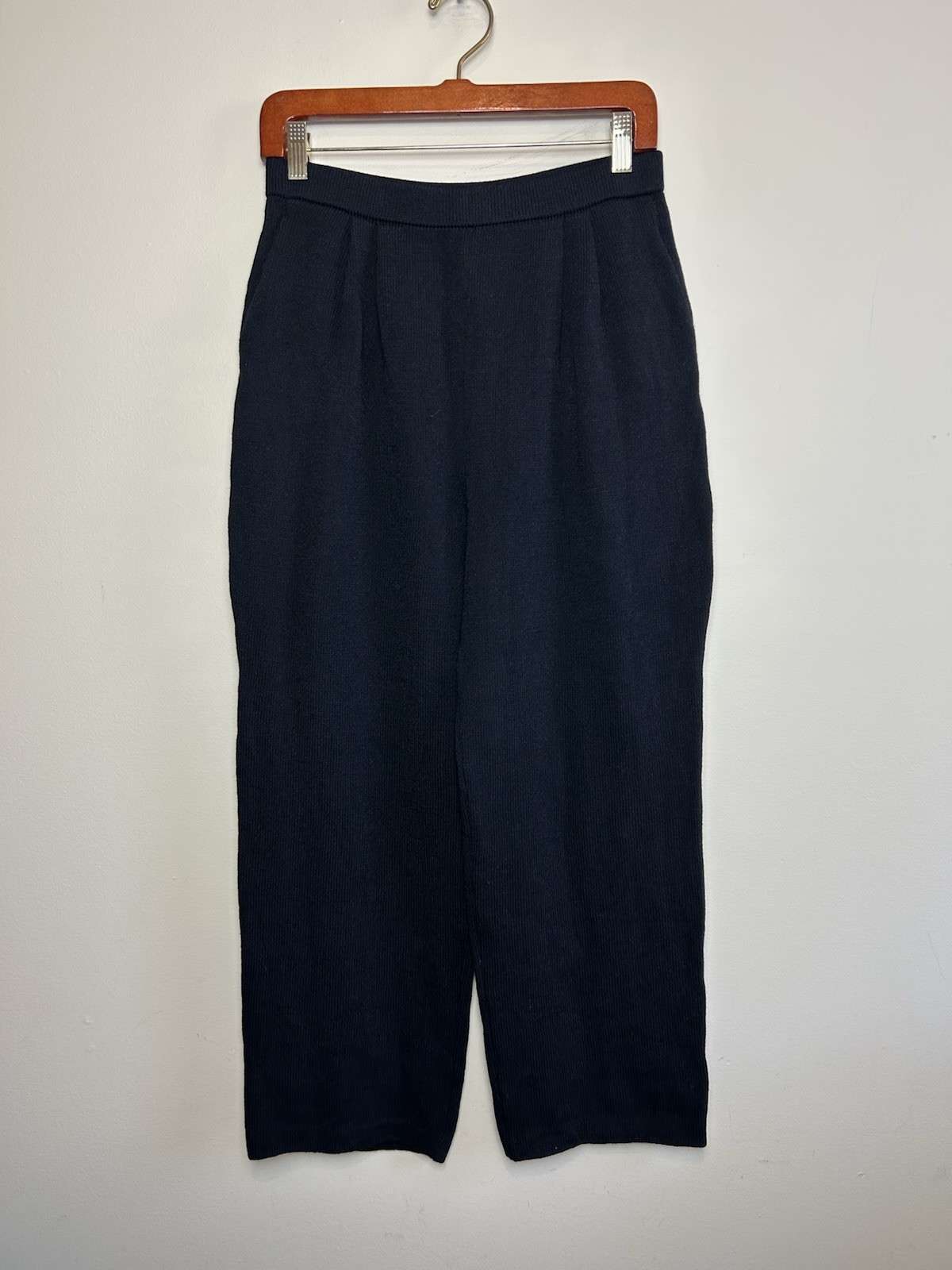 St John Basics Santana Knit Black Straight Leg Pants Size 8