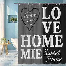 Black and White Home Sweet Love Shower Curtain for Modern Decor