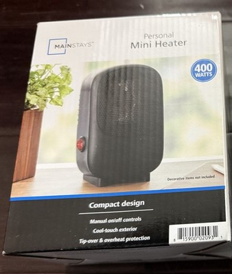 Mainstays Personal Mini Electric Space Ceramic Heater 400W Small (BLACK) NEW
