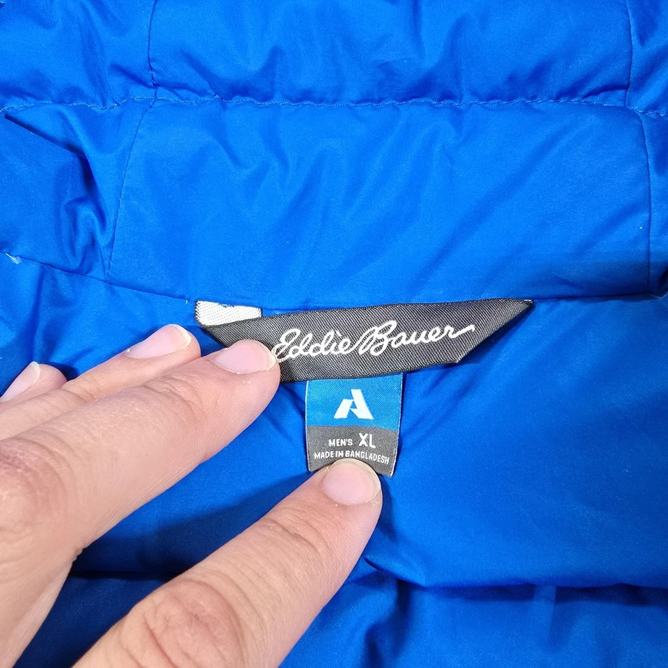 Chaqueta Eddie Bauer Para Hombre XL Azul Con Capucha Stormdown 800 Plumón Aislado Foto 3 de 4