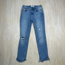 Free People We The Free Distressed Fray Raw Ankle Low Rise Skinny Denim Jeans 25