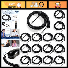20 Pack 12ft Black Phone Handset Cord, Coiled Uncoiled, Landline Replacement C