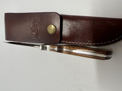 Case XX 786 3.5 SS hunting knife with wooden handle and leather