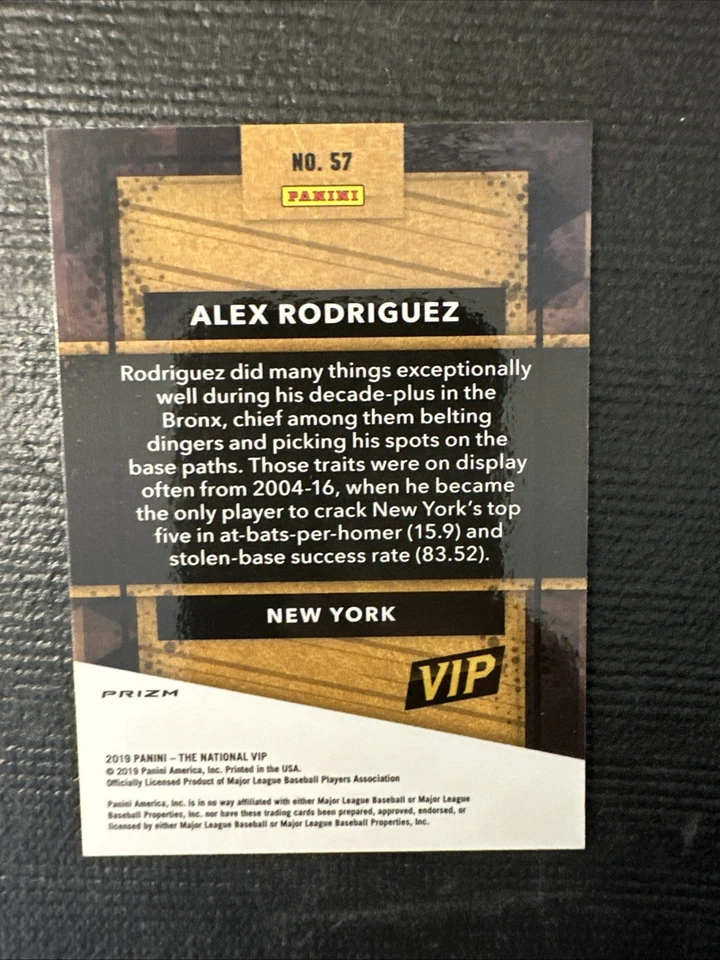 2019 Panini National Convention VIP Alex Rodriguez #57 Tiger Stripes Prizm /10 - Image 4 of 4