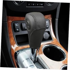 Black Genuine Leather Gear Shift Knob - Black Skin & Black Thread