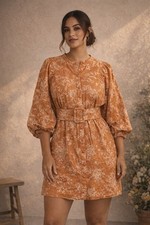 NWOT ASOS Design Women’s Rust White Floral Dress Cottagecore Coquette Sz 6