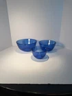 Set of 3 Vintage Pyrex Cobalt Blue Ribbed Nesting Bowls  7401-S, 7402-S, 7403-S