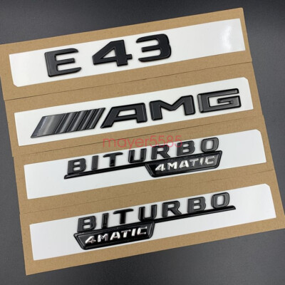 Gloss Black  '' E43 AMG BITURBO '' Trunk Embl Badge Sticker for Mercedes Benz E43