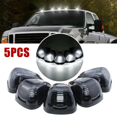 Smoked Lens White LED Cab Roof Marker Lights For 99-16 F250 F350 F450 Super Duty