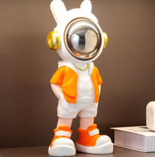 Spaceman Astronaut Statue Sculpture Kids Bedroom Home Art Decor Desktop Orange