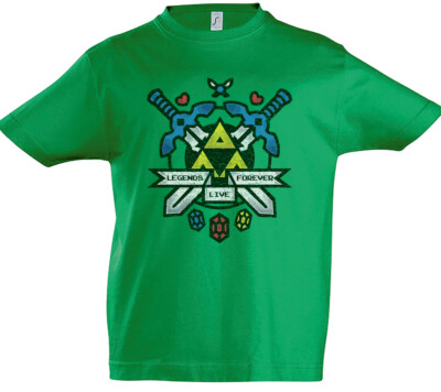 Legends Live Forever Kinder Jungen T-Shirt Link Fun Gamer PC Triforce Geek Nerd