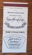 LONDON, ENGLAND MATCHBOOK COVER: JHN DAVY & THE BOOT & FLOGGER UK MATCHCOVER -A7