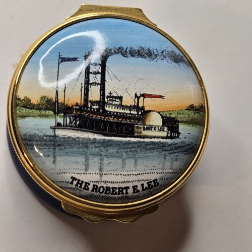 HALCYON DAYS Enamel Trinket Box Robert E Lee Natchez Mississippi River Riverboat