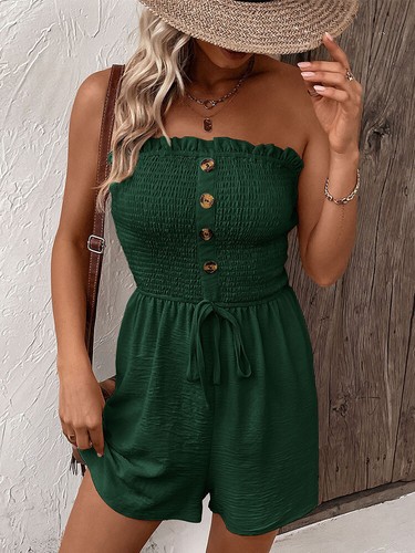 Sexy Summer Womens Boob Tube Stretchy Playsuits Jumpsuit Beach Shorts Mini Dress - Picture 8 of 29