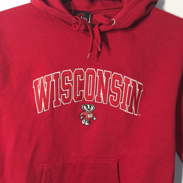 Wisconsin Badgers NCAA Sweatshirt Hoodie Mens Medium Red Embroidered eBay