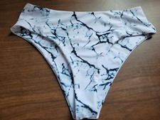 Zaful Hipster Bikini Bottom only Size 6 Tie Dye Black  White Lined New w/o Tags