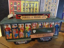 Vintage Japan Friction Tin Municipal Railway Trolley Car Powell Mason Sts 514