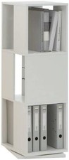 FMD Rotating Filing MDF Cabinet Open White Display Storage Organiser Bookcase