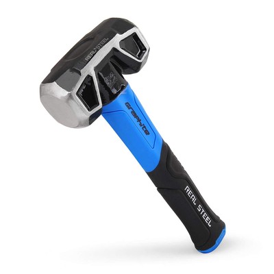 Sledge Hammer, 3Lb Drilling Club Hammer For Striking Rubber Grip Forg