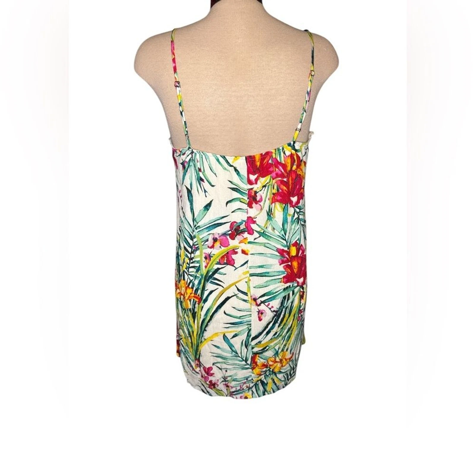 PALM ANGELS One Clothing Los Angeles Abito Midi Stampa Tropicale Spaghetti Strap Taglia Media
