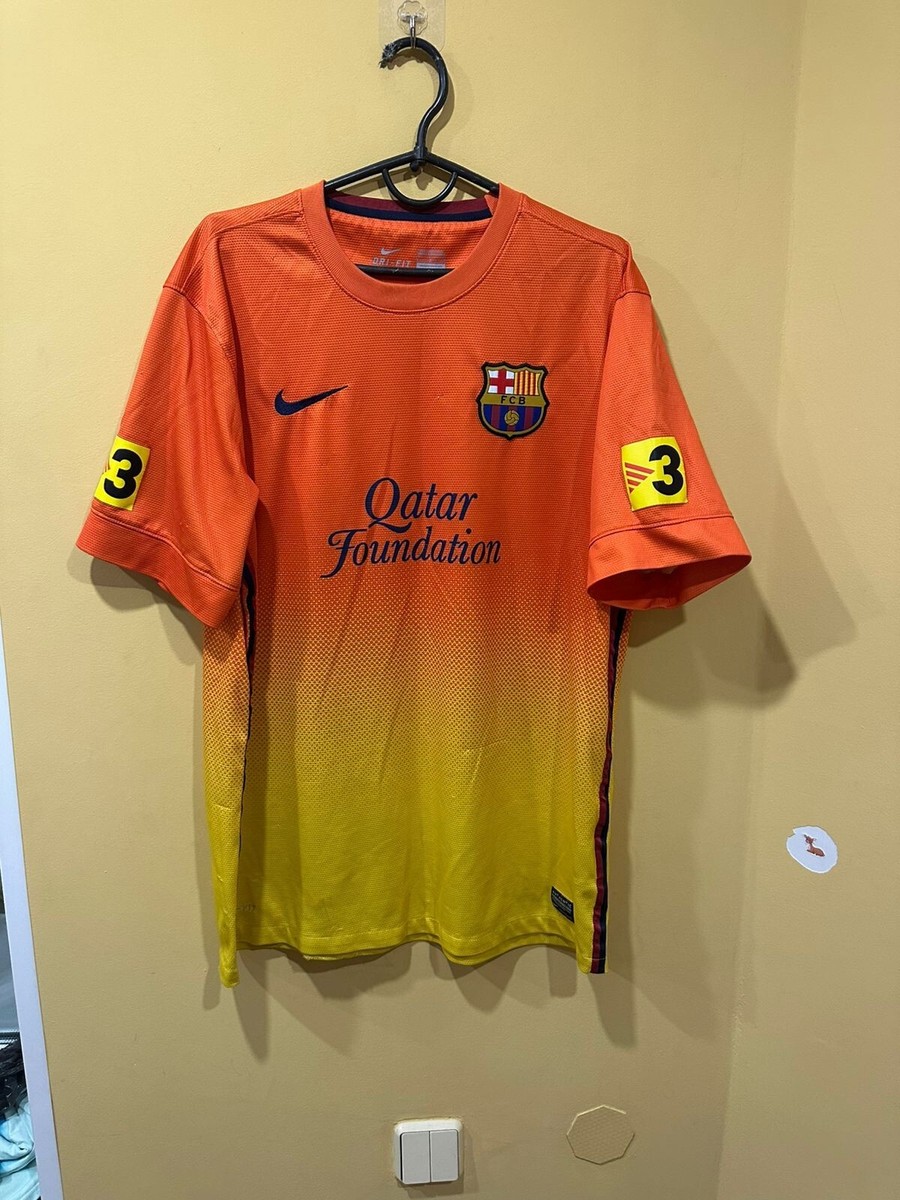 Nike FC Barcelona 2012 2013 Away Soccer Jersey Men's L Orange DRI