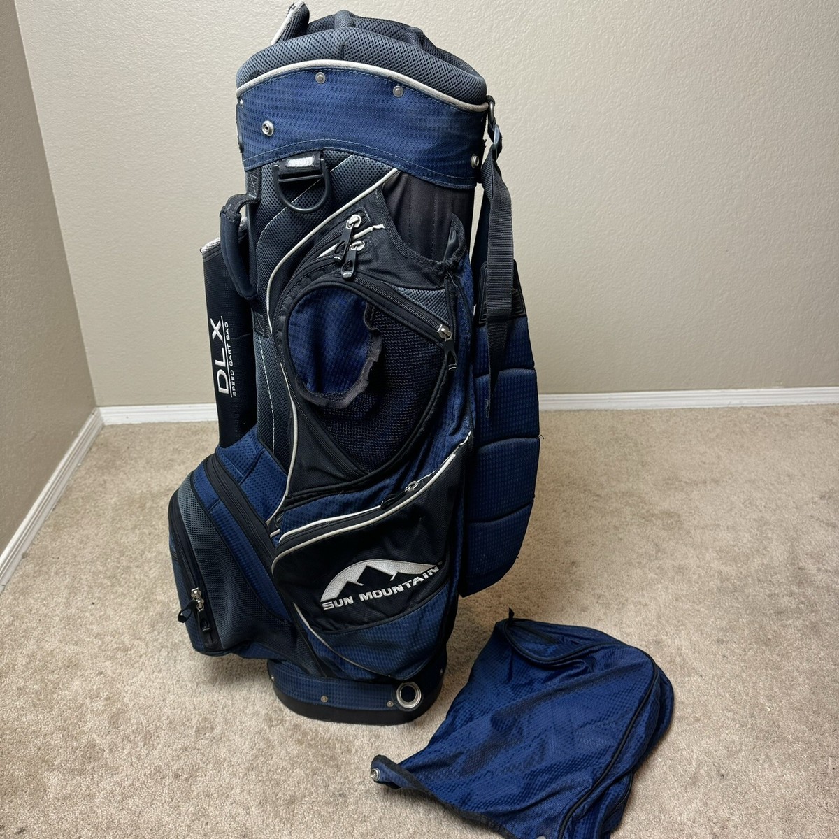 Sun Mountain DLX Speed Cart Bag Blue 8 way w/ Rain Cover