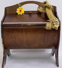 Wood Sewing Knitting Box Notions Keepsake Kit Pincushion